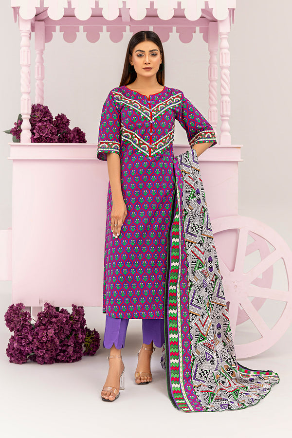 RSV-55-RASBERRY DORIA 3-PIECE PRINTED UNSTITCHED LAWN COLLECTION VOL-05