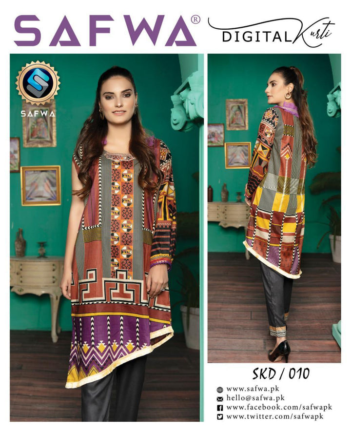 SKD 010- SAFWA DIGITAL COTTON PRINT KURTI COLLECTION - VOL 01 2021 -SHIRT KURTI KAMEEZ Safwa Online Store