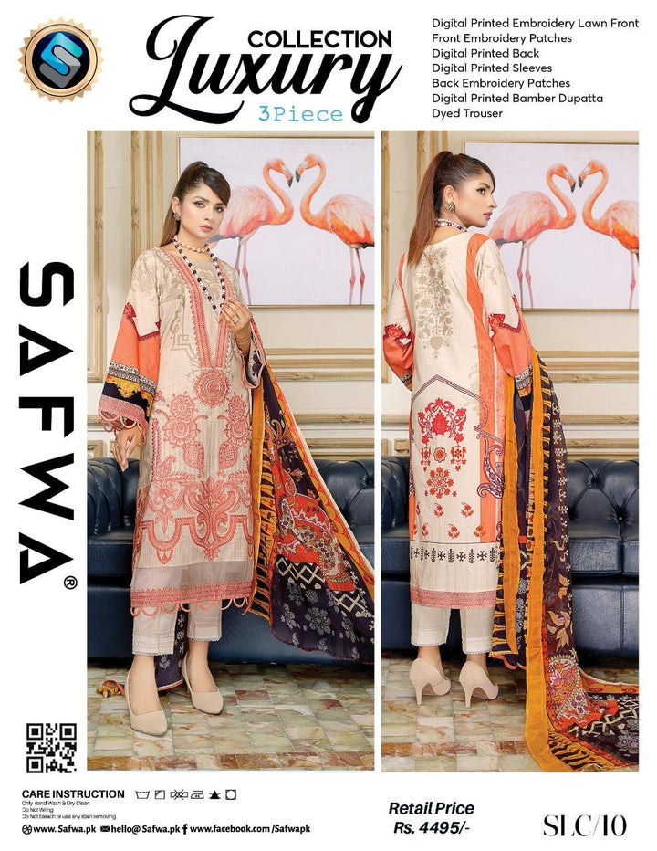 SLC-10 - SAFWA LUXURY 3-PIECE COLLECTION VOL 1 2022 Shop Online | Pakistani Dresses | Dresses |3-Piece Dress