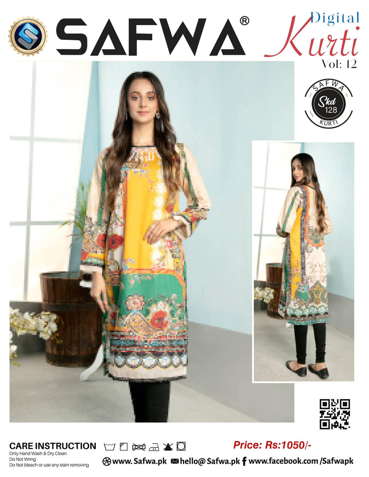 SKD 128- SAFWA DIGITAL COTTON PRINT KURTI COLLECTION - VOL 12 2021 -SHIRT KURTI KAMEEZ Safwa Online Store