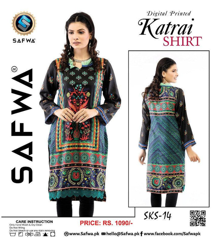 SKS-14 - SAFWA DIGITAL PRINTED KATRAI KURTI COLLECTION 2021  SAFWA | Dresses | Pakistani Dresses | Dress Design