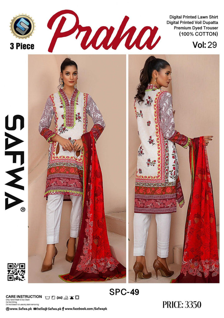 SPC-49 - SAFWA PRAHA COLLECTION 3 PIECE SUIT - Three Piece Suit-SAFWA -SAFWA Brand Pakistan online shopping for Designer Dresses | SAFWA | DRESS | DESIGN | DRESSES | PAKISTANI DRESSES