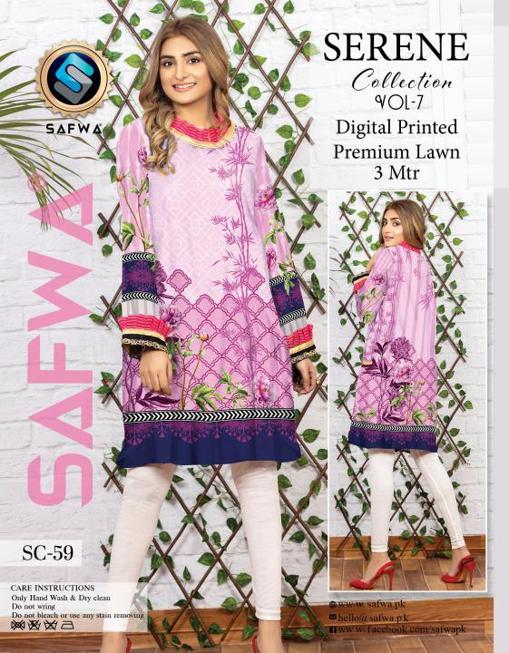 SC/59 -SAFWA PREMIUM LAWN-SERENE COLLECTION-DIGITAL LAWN SHIRT - Safwa-Pakistani Dresses-Dresses-Kurti-Shop Online