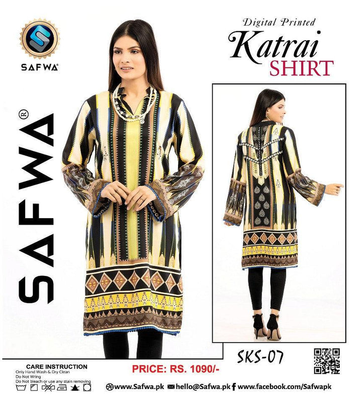 SKS-07 - SAFWA DIGITAL PRINTED KATRAI KURTI COLLECTION 2021  SAFWA | Dresses | Pakistani Dresses | Dress Design