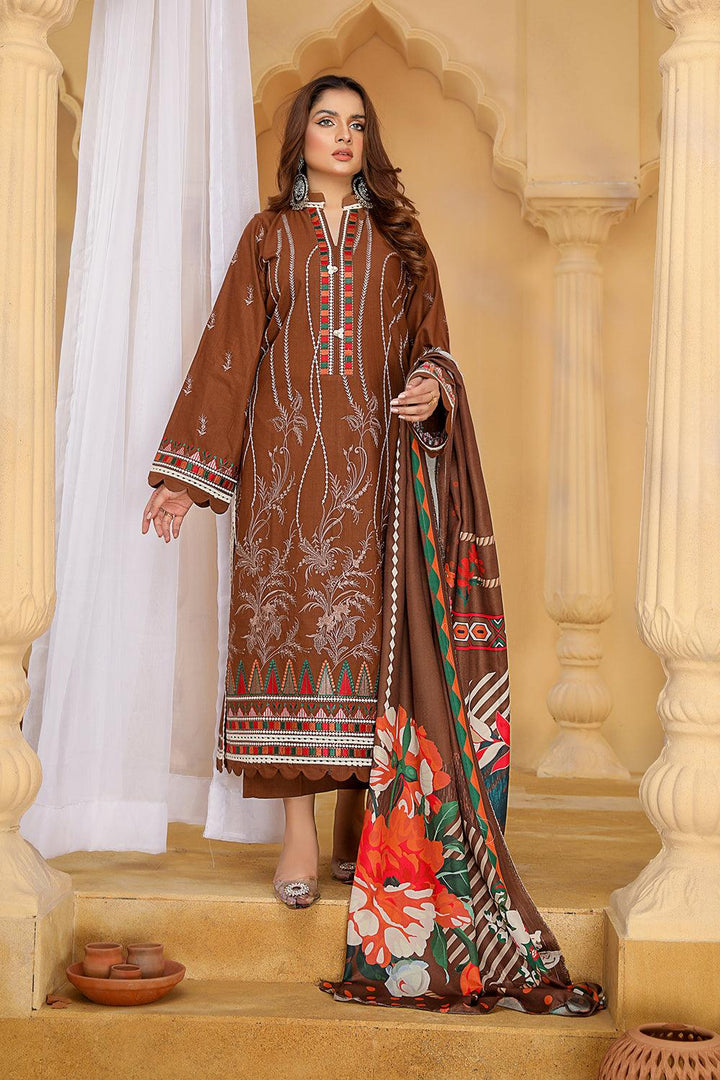 TEC-08 - SAFWA TALIA EMBROIDERED KHADDAR 3-PIECE COLLECTION - SAFWA Brand