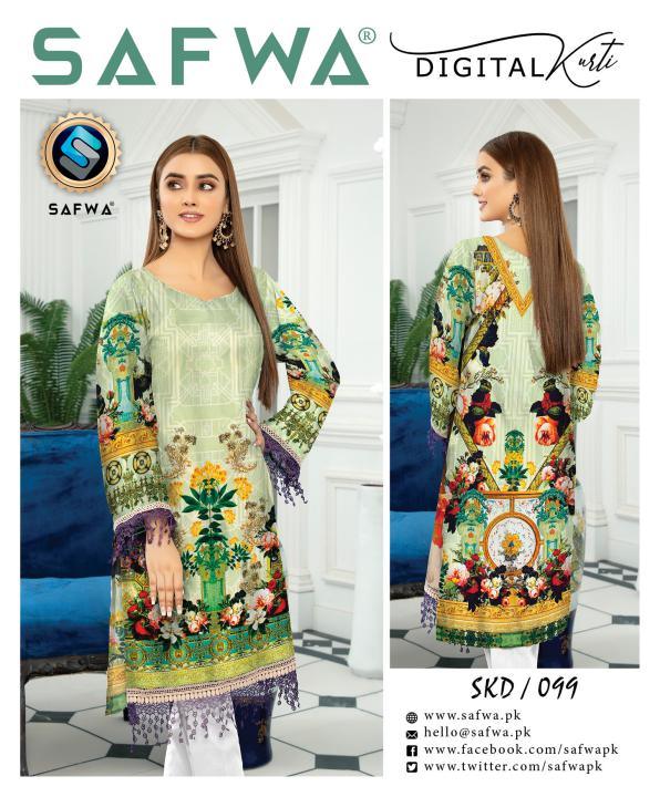 SKD 099- SAFWA DIGITAL COTTON PRINT KURTI COLLECTION - VOL 10 2021 -SHIRT KURTI KAMEEZ Safwa Online Store