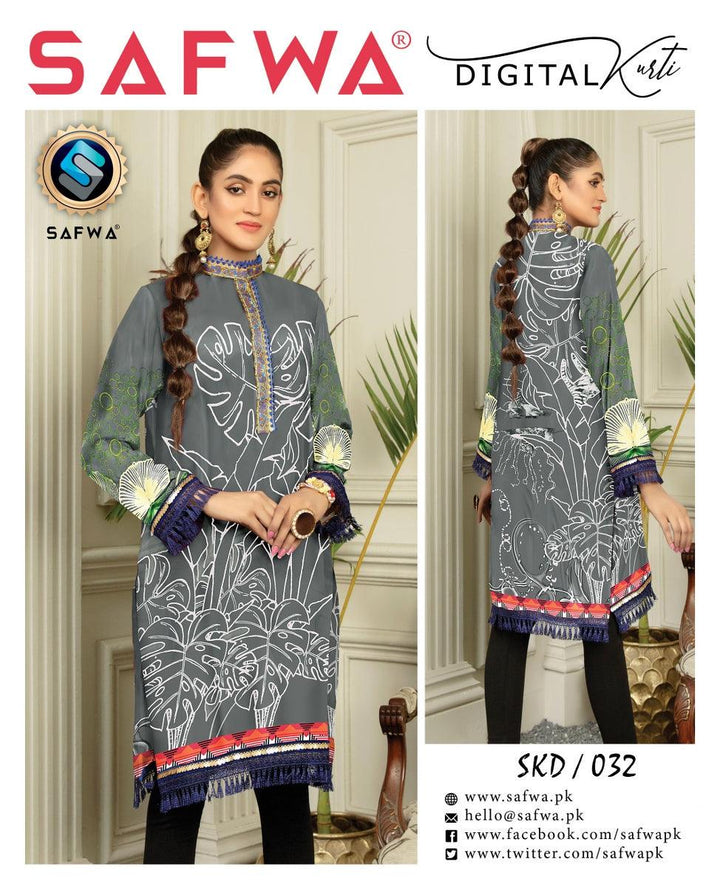 SKD 032- SAFWA DIGITAL COTTON PRINT KURTI COLLECTION - VOL 04 2021 -SHIRT KURTI KAMEEZ Safwa Online Store