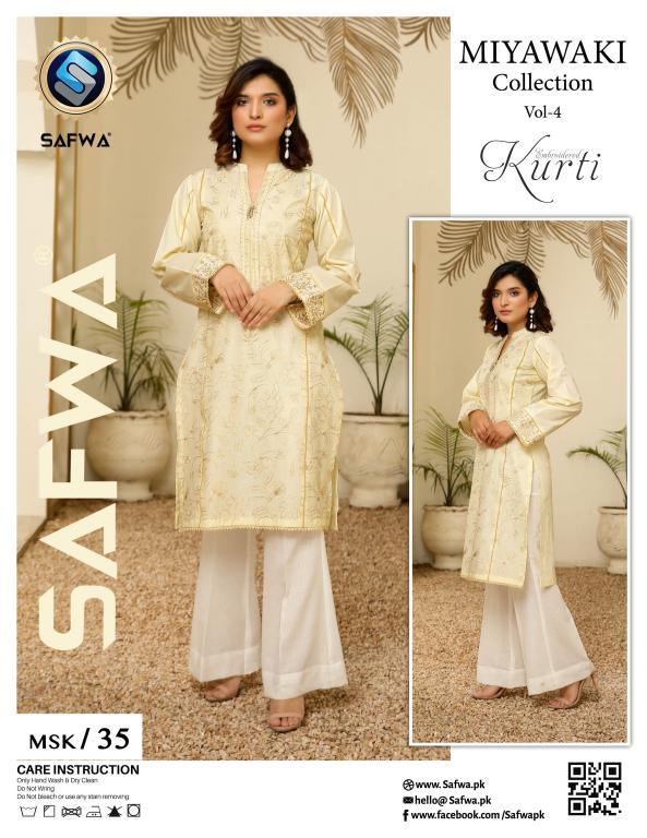 MSK-35 - SAFWA PREMIUM LAWN - MIYAWAKI COLLECTION Vol 04 2021 - EMBROIDERY DIGITAL - SHIRTS - Shirt-Kurti - safwa