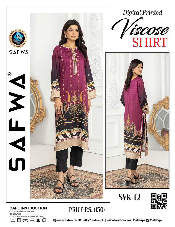 SVK-13 - SAFWA DIGITAL VISCOSE KURTI COLLECTION VOL 02 Online Shopping for Pakistani | Dresses & Clothes | Dress Design | Dress