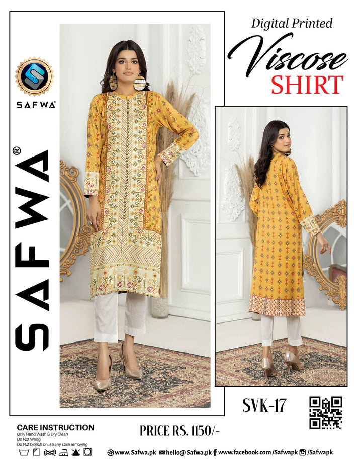 SVK-17 - SAFWA DIGITAL VISCOSE KURTI COLLECTION VOL 02 Online Shopping for Pakistani | Dresses & Clothes | Dress Design | Dress