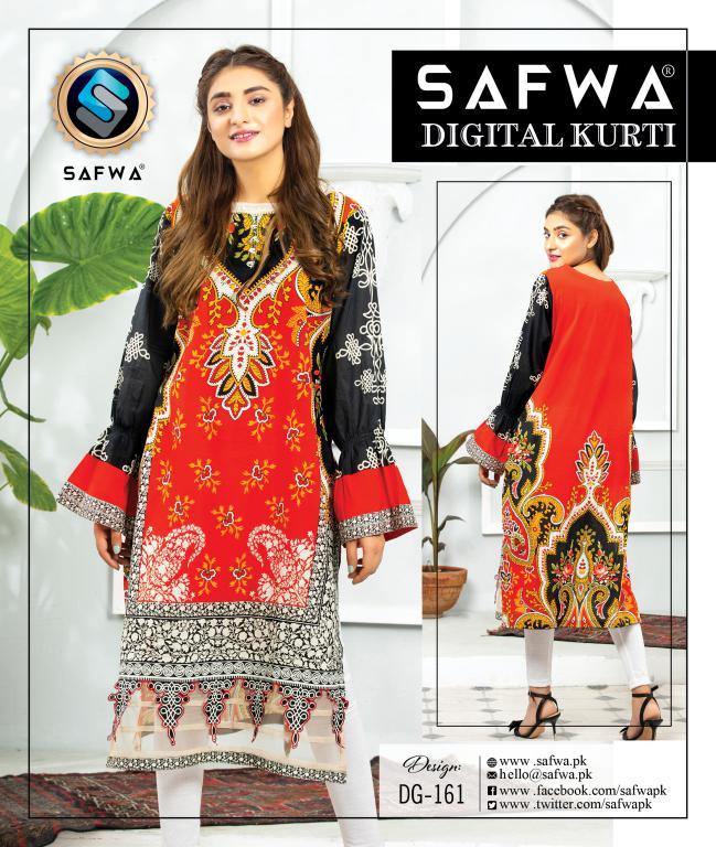 DG 161- SAFWA DIGITAL COTTON PRINT KURTI COLLECTION - VOL 15 2020 -SHIRT KURTI KAMEEZ safwa online store