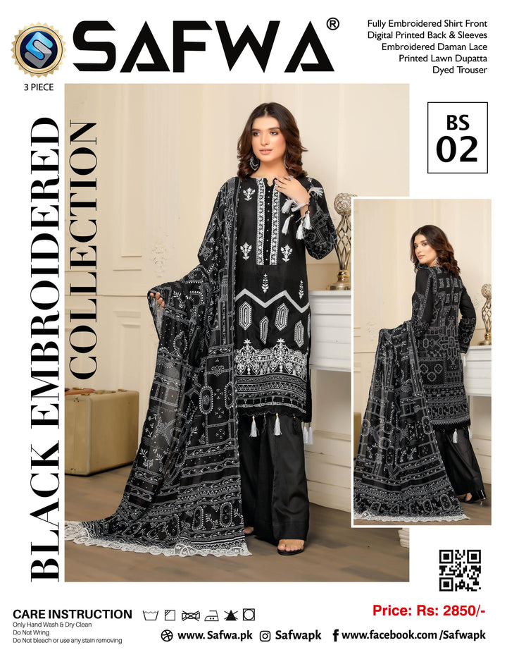 BS-02 - SAFWA BLACK EMBROIDERED COLLECTION VOL 01 - SAFWA Brand