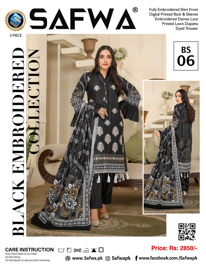 BS-06 - SAFWA BLACK EMBROIDERED COLLECTION VOL 01 - SAFWA Brand