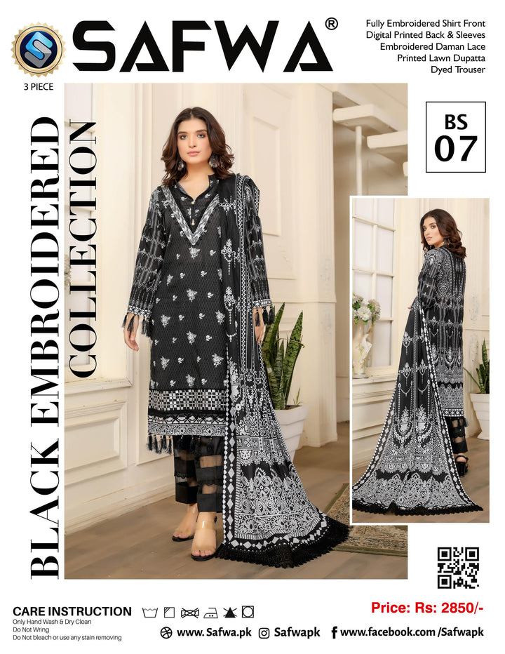BS-07 - SAFWA BLACK EMBROIDERED COLLECTION VOL 01 - SAFWA Brand