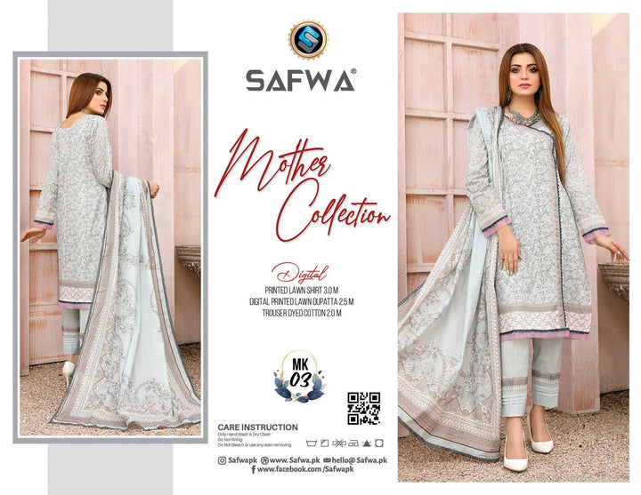 MK-03 -SAFWA MOTHER LAWN COLLECTION VOL 01 Dresses | Dress Design | Pakistani Dresses | Online Shopping in Pakistan